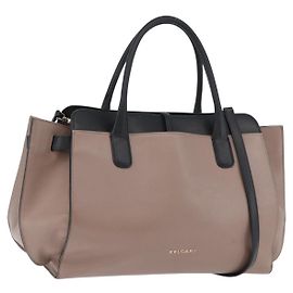 Bulgari Borsa a mano BVLGARI in pelle 2 vie grigia oro Auth hk3528