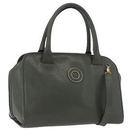 Céline CELINE Handtasche aus Leder Khaki Gold Auth 174600