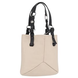 SAINT LAURENT Borsa a mano in pelle avorio argento Auth ARZ068