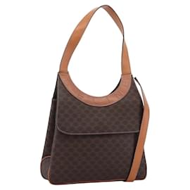 Céline Borsa a mano in tela Macadam CELINE in pelle PVC 2 in 1 marrone oro Auth 170070