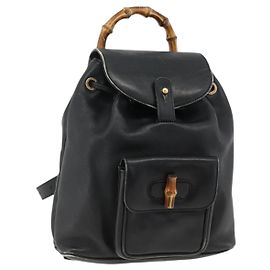 Zaino in Pelle Gucci Bamboo Nero Oro 003 2034 0030 Auth ka3090
