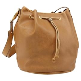 Borsa a Spalla Christian Dior Pelle Marrone Oro Auth ep13792
