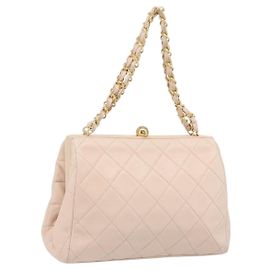 CHANEL Handtasche Chain Matelassé aus Lammleder Rosa Gold CC Auth ka3130SAV