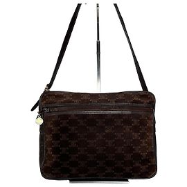 Céline Borsa a spalla in suede monogramma Triomphe Celine Paris vintage marrone