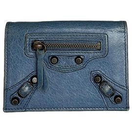Portacarte in pelle Balenciaga City vintage blu