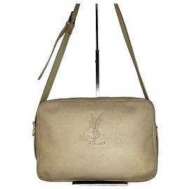 Borsa a spalla in pelle vintage Yves Saint Laurent beige