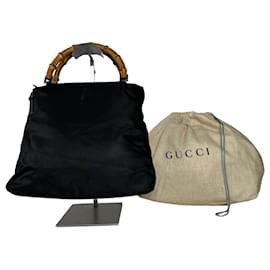 Borsa a mano vintage Gucci in bambù nero