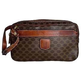 Céline Clutch in pelle monogramma Triomphe Celine Paris vintage marrone