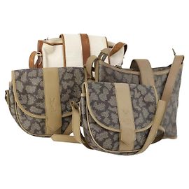 Borsa a Spalla SAINT LAURENT PVC 4 Set Grigio Bianco Auth fm5241