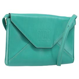 Céline Bolso de Hombro CELINE de Cuero Dorado Verde Esmeralda Auténtico bs34009