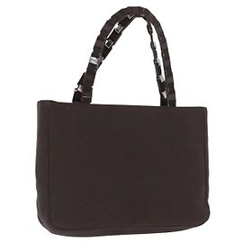 Borsa a mano Salvatore Ferragamo in nylon marrone Auth bs33877