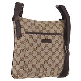 Sac à bandoulière GG Canvas Gucci Beige Argent 122793 Auth mr2126