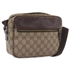 Borsa a Spalla GG Supreme in PVC Beige e Argento di GUCCI 114291 Auth ka3217