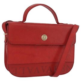 Valentino Borsa a Spalla in Pelle Rossa e Oro Auth BA11281