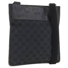 Borsa a Spalla GG Canvas Gucci Nera Argento 27639 Auth ARZ435