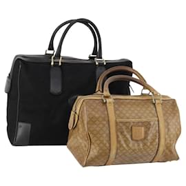 Céline Borsa in tela Macadam Celine C Macadam in PVC 2 pezzi marrone nero Auth fm5231