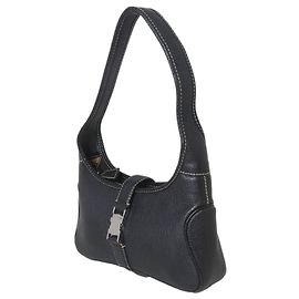 Bolsa de ombro em couro preto Salvatore Ferragamo