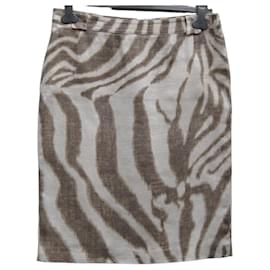 Falda Max Mara de lino estampado cebra