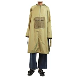 Ganni Poncho con capucha de ripstop oliva - tamaño UK 6