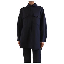 Weekend Max Mara Oversized Wollmischung Mantel in Marineblau - Größe UK 6