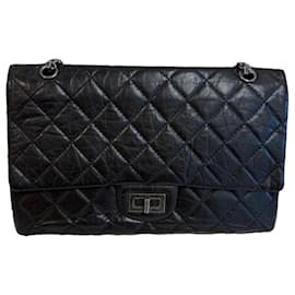 Borsa a mano Chanel 2.55 Reissue grande in pelle nera