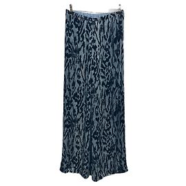 Pantaloni in velluto blu con stampa leopardata Forte Forte