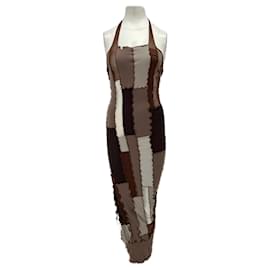 Autre Marque Langes braunes Kleid mit Patchwork