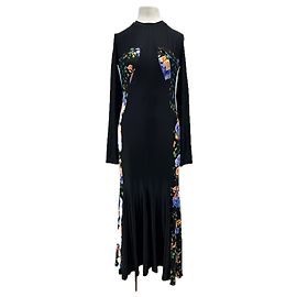Autre Marque RABANNE Bedrucktes langes Kleid Schwarz