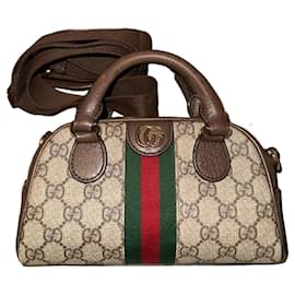 Borsa Gucci Ophidia Marrone Rosso Beige Verde Pelle e Tela