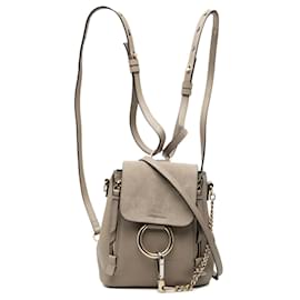 Zaino Faye Mini in Pelle di Vitello e Suede Chloé Marrone