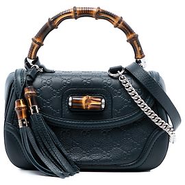 Borsa a mano media Guccissima blu New Bamboo di Gucci
