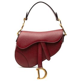 Borsa Saddle Mini in pelle di vitello grana rossa Dior