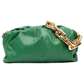 Pochette a Catena in Pelle di Agnello Verde Bottega Veneta