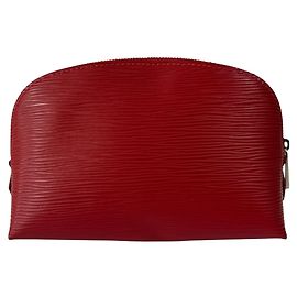 Pochette de cuero Epi Louis Vuitton en rojo castellano
