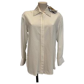 Blusa bianca Golden Goose Batilda con strass in viscosa