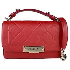 Borsa a spalla in pelle rossa Chanel