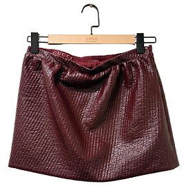 Gucci Gonna corta in pelle bordeaux