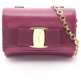 Borsa a spalla in pelle viola Salvatore Ferragamo