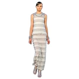 Robe maxi à bretelles froncées en tricot fin Chanel Croisière 2009
