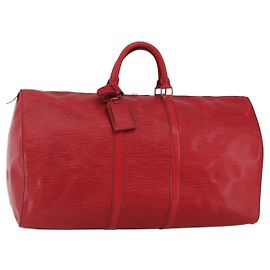 LOUIS VUITTON Epi Keepall 55 Bolsa Boston Roja M42957 LV Auth 173121