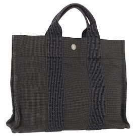 Hermès HERMES Bolso de Mano Her Line PM Lona Gris Plata Auth AMZ370