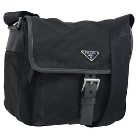 Borsa a Spalla PRADA in Nylon Nero Argento Autentica BSZ143