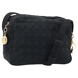 Borsa a Spalla Christian Dior Nylon Nero Oro Auth mr2173