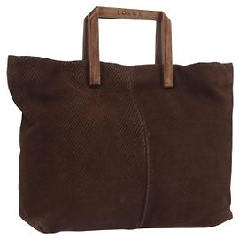 Borsa a Mano LOEWE in Camoscio Marrone Oro Auth SW2166