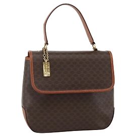 Céline CELINE Macadam Canvas Handtasche aus PVC-Leder in Braun und Gold Auth ka3426