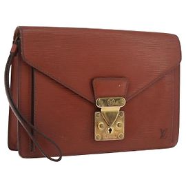 LOUIS VUITTON Borsa a Mano Dragonne Epi Serie Marrone M52618 LV Auth ti3804
