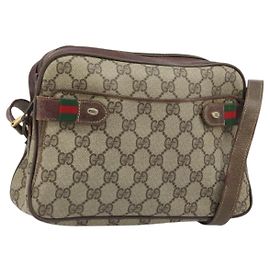Gucci GG Supreme Web Sherry Line Tasche aus PVC Beige Gold 93 02 049 Auth 173907