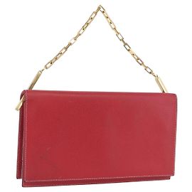 Borsa a mano FENDI in pelle rossa e oro Auth ka3300