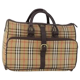 Borsa Boston in tela a quadri Nova Check di Burberrys marrone Auth mr2028