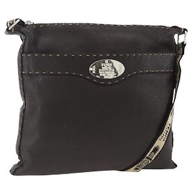 Borsa a Spalla FENDI in Pelle Marrone Argento Autentica ka3356A